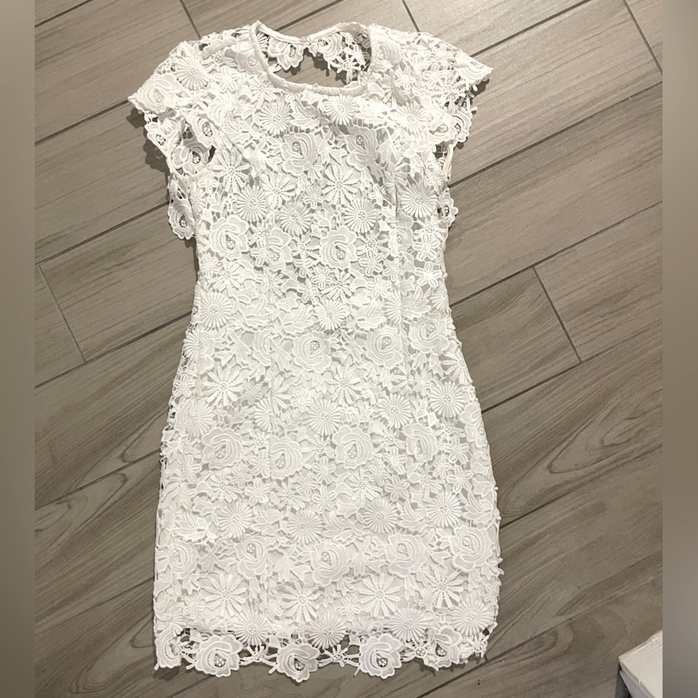 LULUS ROMANCE LANGUAGE WHITE BACKLESS LACE DRESS - Picture 2 of 3